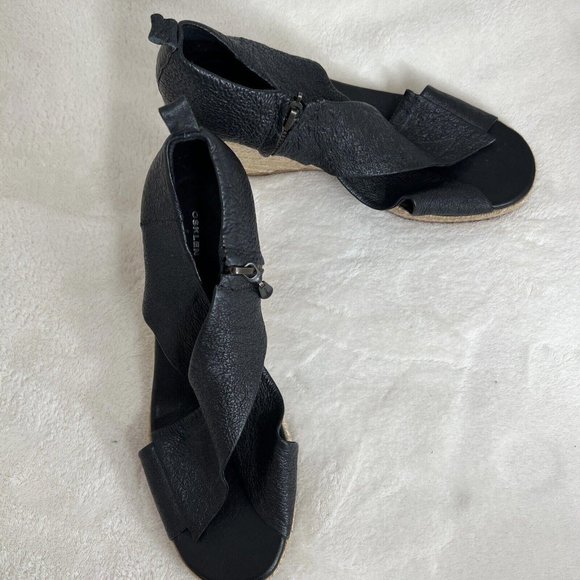 Osklen Black Leather Wedge Heels - Picture 2 of 6